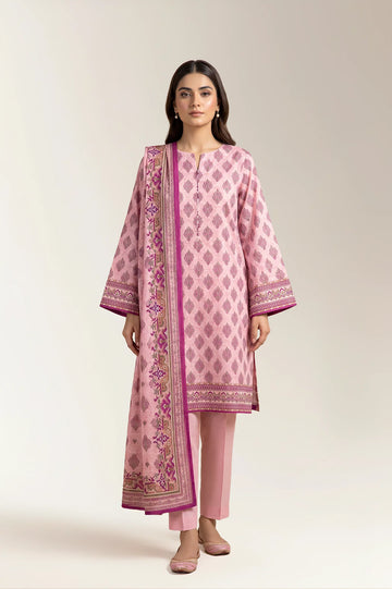 Printed Lawn-Pink Unstitched 3PC