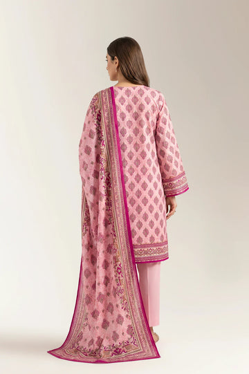 Printed Lawn-Pink Unstitched 3PC