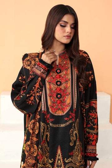 Black Printed Unstitched Shirt & Dupatta