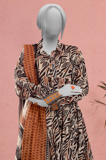 Black Printed Unstitched Kurti With Dupatta