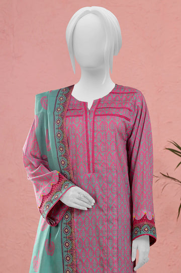 Green Printed Unstitched Kurti With Dupatta