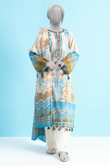 Off White Unstitched Kurti With Dupatta