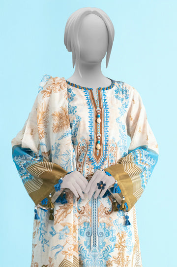 Off White Unstitched Kurti With Dupatta