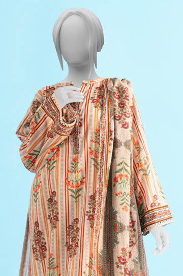 Light Beige Unstitched Kurti With Dupatta