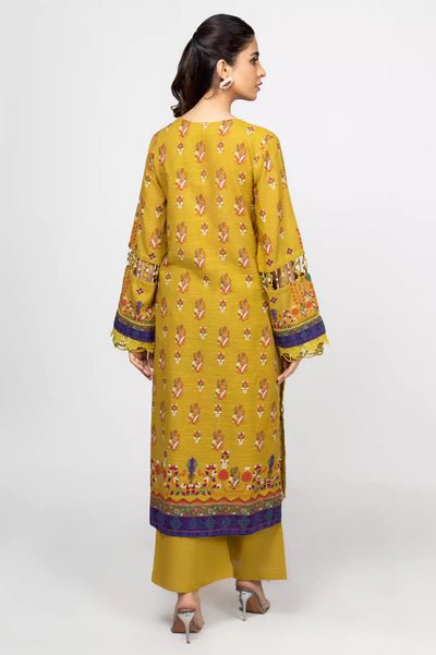 Olive Khaddar Printed 2PC Unstitched Suit From Diners