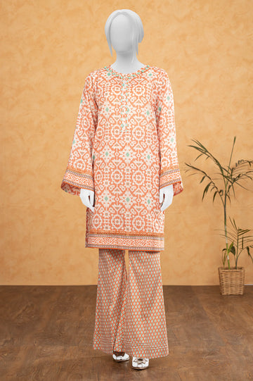 Peach Printed Unstitched 2PC