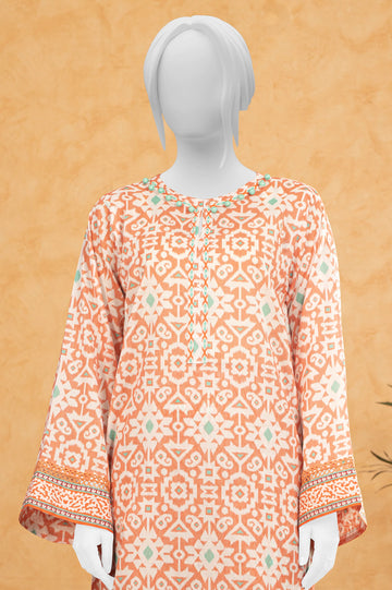 Peach Printed Unstitched 2PC