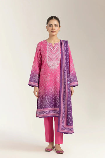 Printed Lawn-Pink Unstitched 3PC