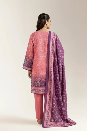 Printed Lawn-Peach Unstitched 3PC