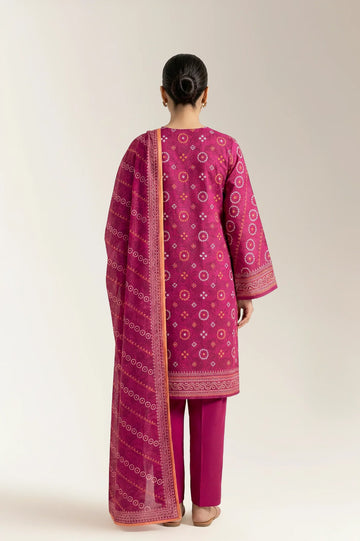 Printed Lawn-Pink Unstitched 3PC