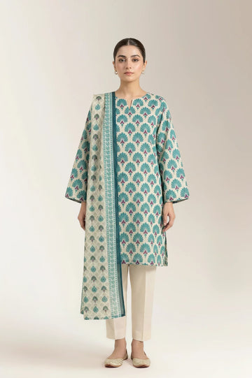 Printed Lawn-Offwhite Unstitched 3PC