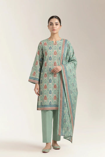 Printed Lawn-Mint Unstitched 3PC