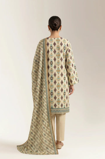 Printed Lawn-Lime Unstitched 3PC