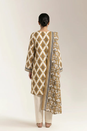 Printed Lawn-Mustard Unstitched 3PC