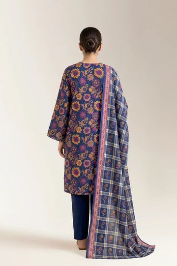 Printed Lawn-Navy Blue Unstitched 3PC