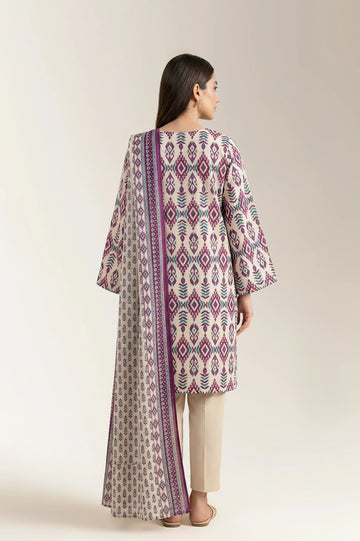 Printed Lawn-Beige Unstitched 3PC