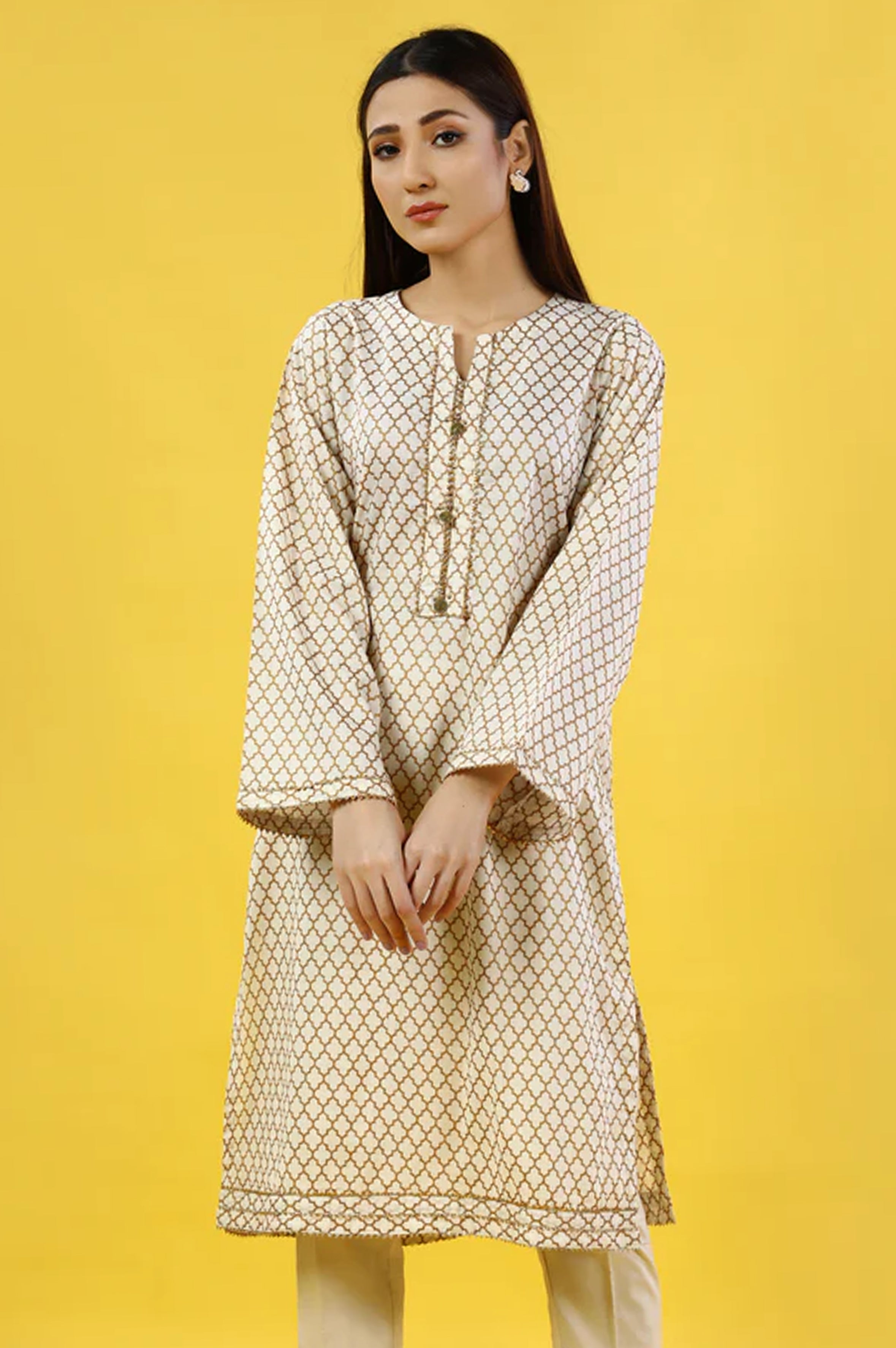 Cambric Off White Kurti - Diners