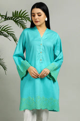 Dobby Turquoise Kurti - Diners