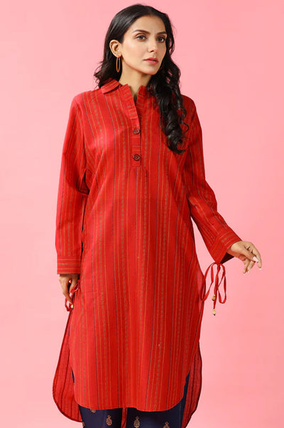 Jacquard Red Kurti - Diners
