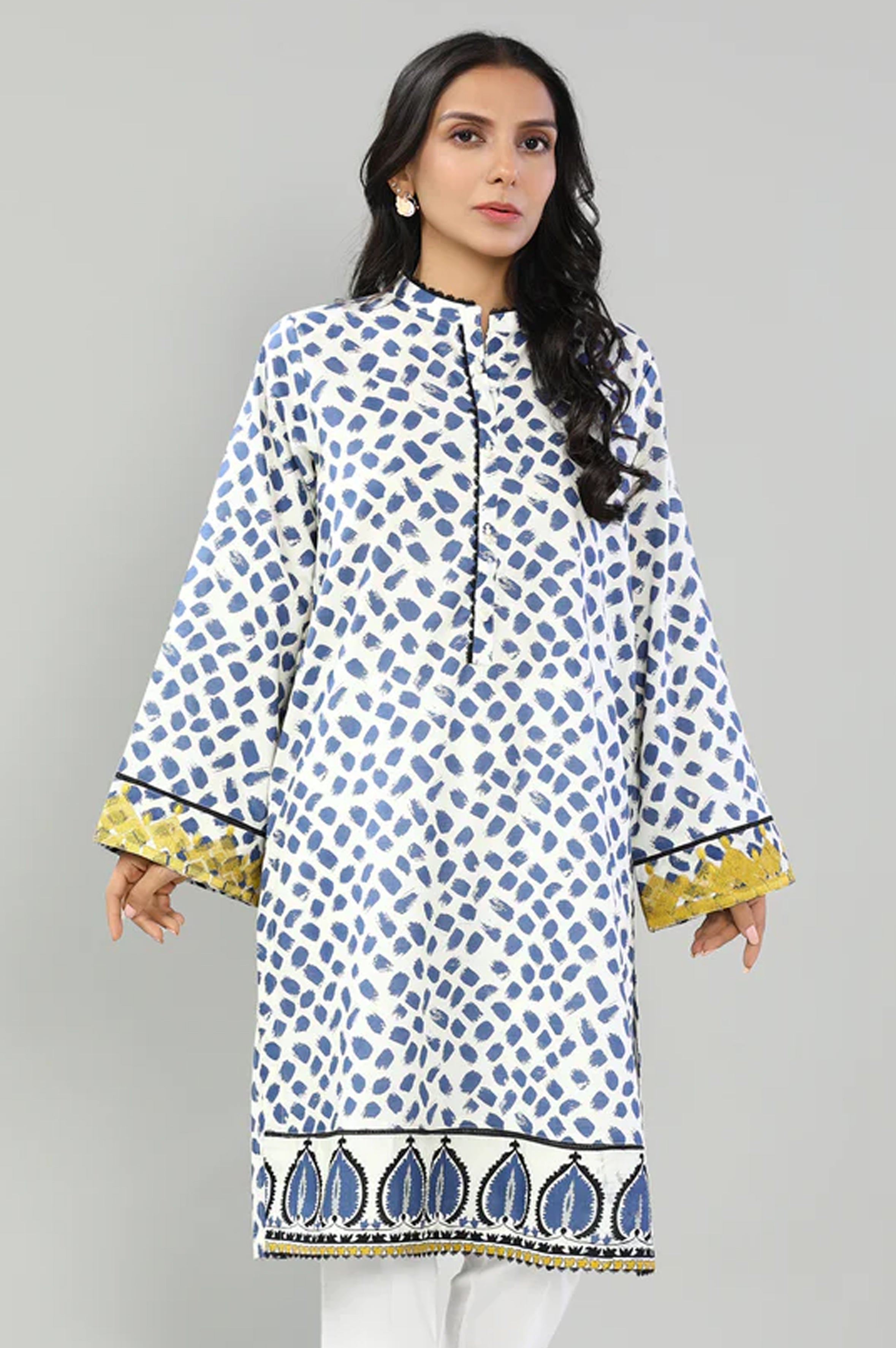 Cambric Cream Kurti - Diners