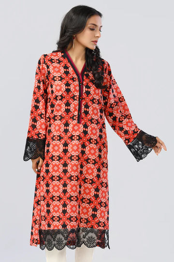 Cambric Orange Kurti - Diners