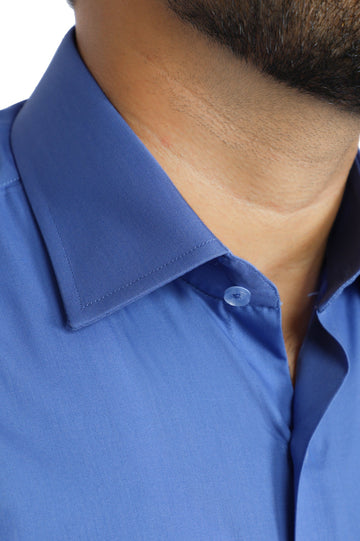 Formal Plain Shirt In D-Blue SKU: AB203-D-Blue - Diners