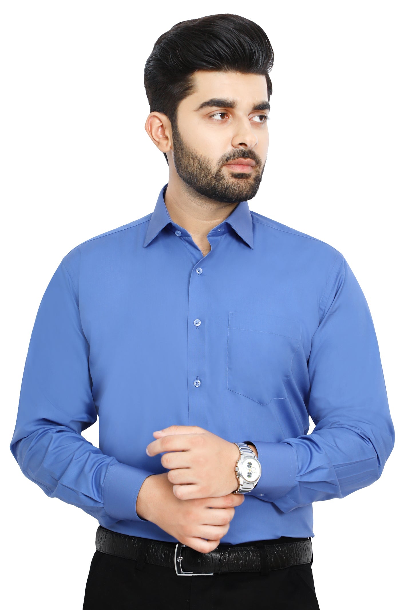 Formal Plain Shirt In D-Blue SKU: AB203-D-Blue - Diners