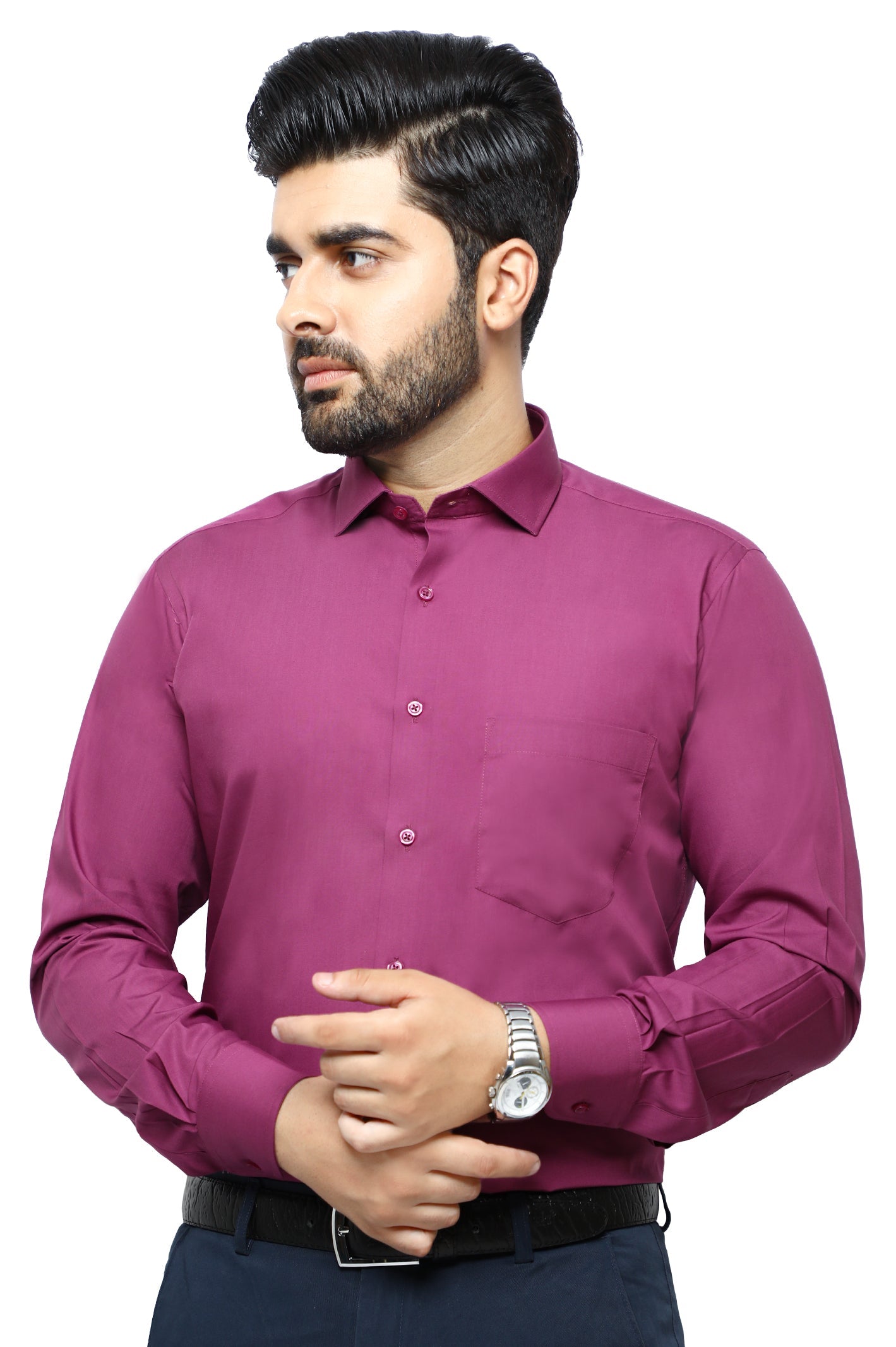 Formal Plain Shirt in D-Purple SKU: AB203-D-PURPLE - Diners