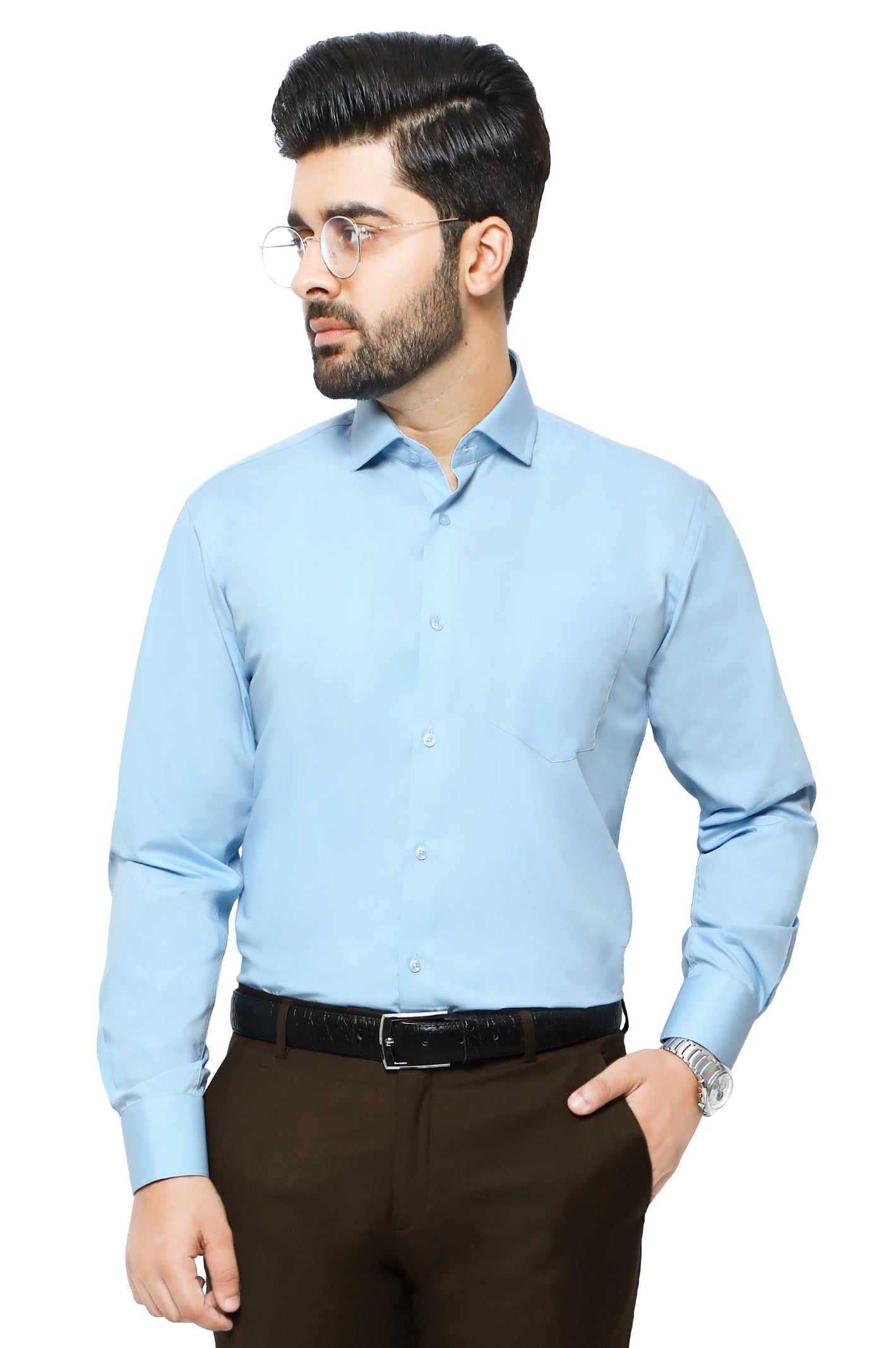 Formal Plain Shirt In SKY BLUE SKU: AB203-SKY BLUE - Diners