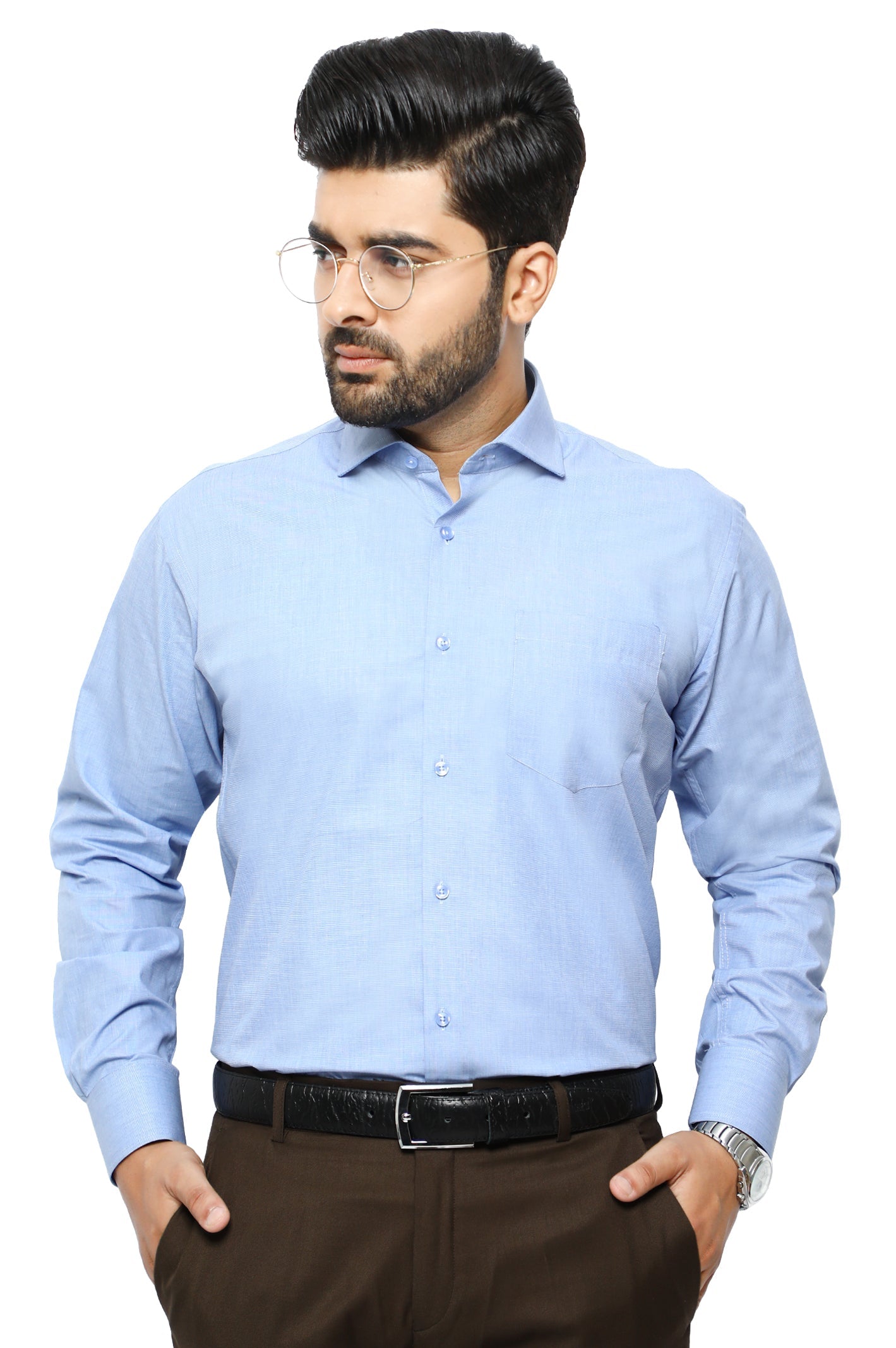 Formal Plain Shirt in L-Blue SKU: AB206-L-BLUE - Diners
