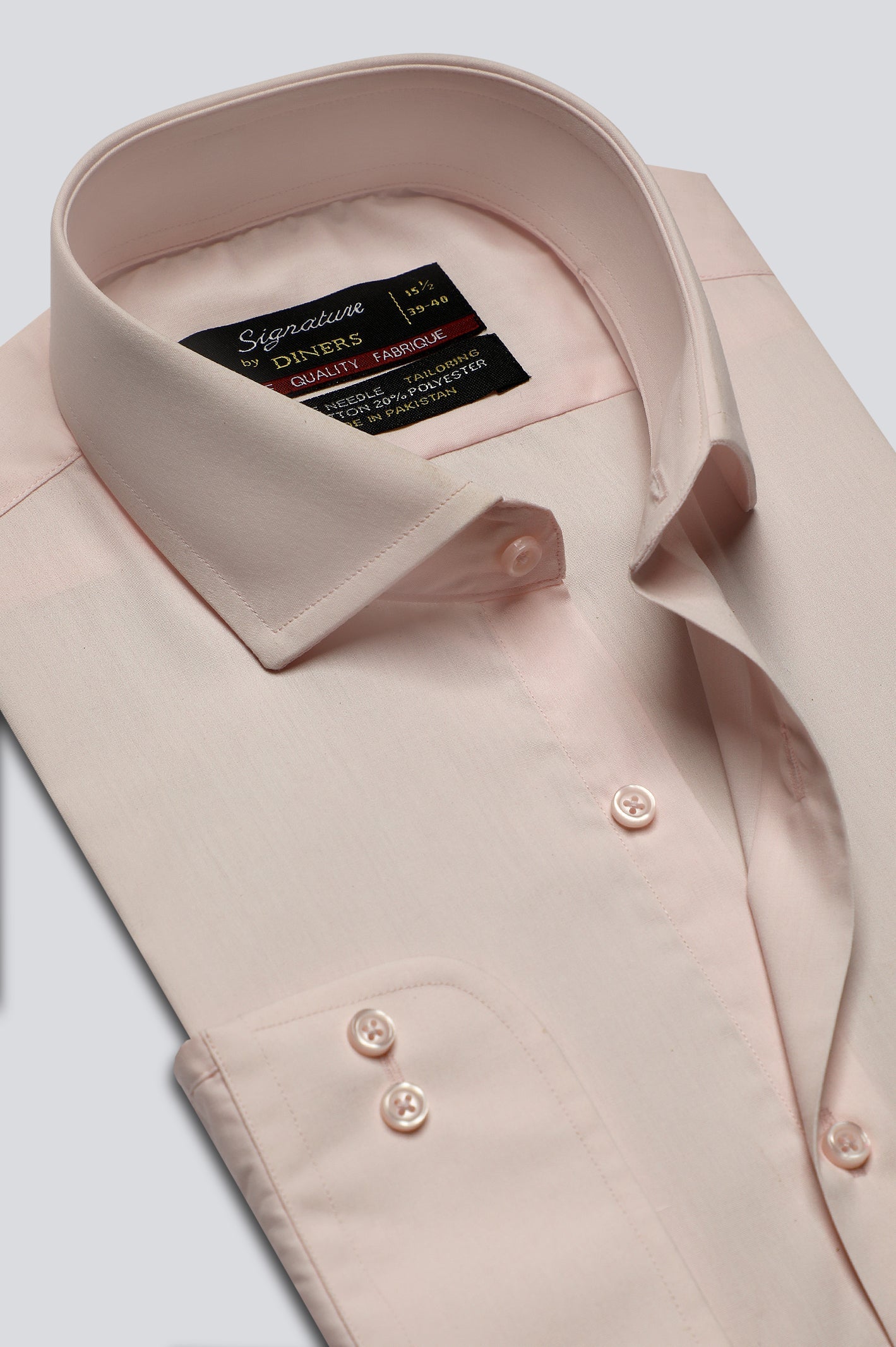 Light Pink Plain Formal Shirt For Men - Diners