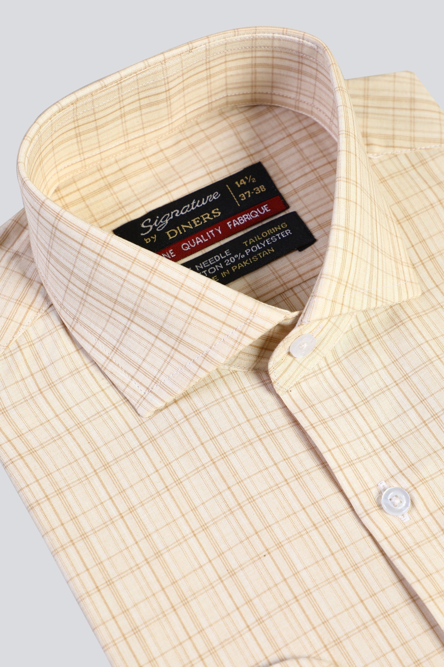 Beige Tattersall Check Formal Shirt - Diners