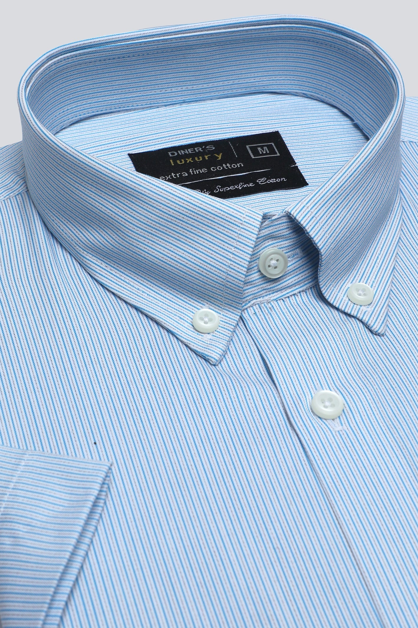 Teal Pin Stripe Formal Luxury Shirt (Half Sleeves) - Diners