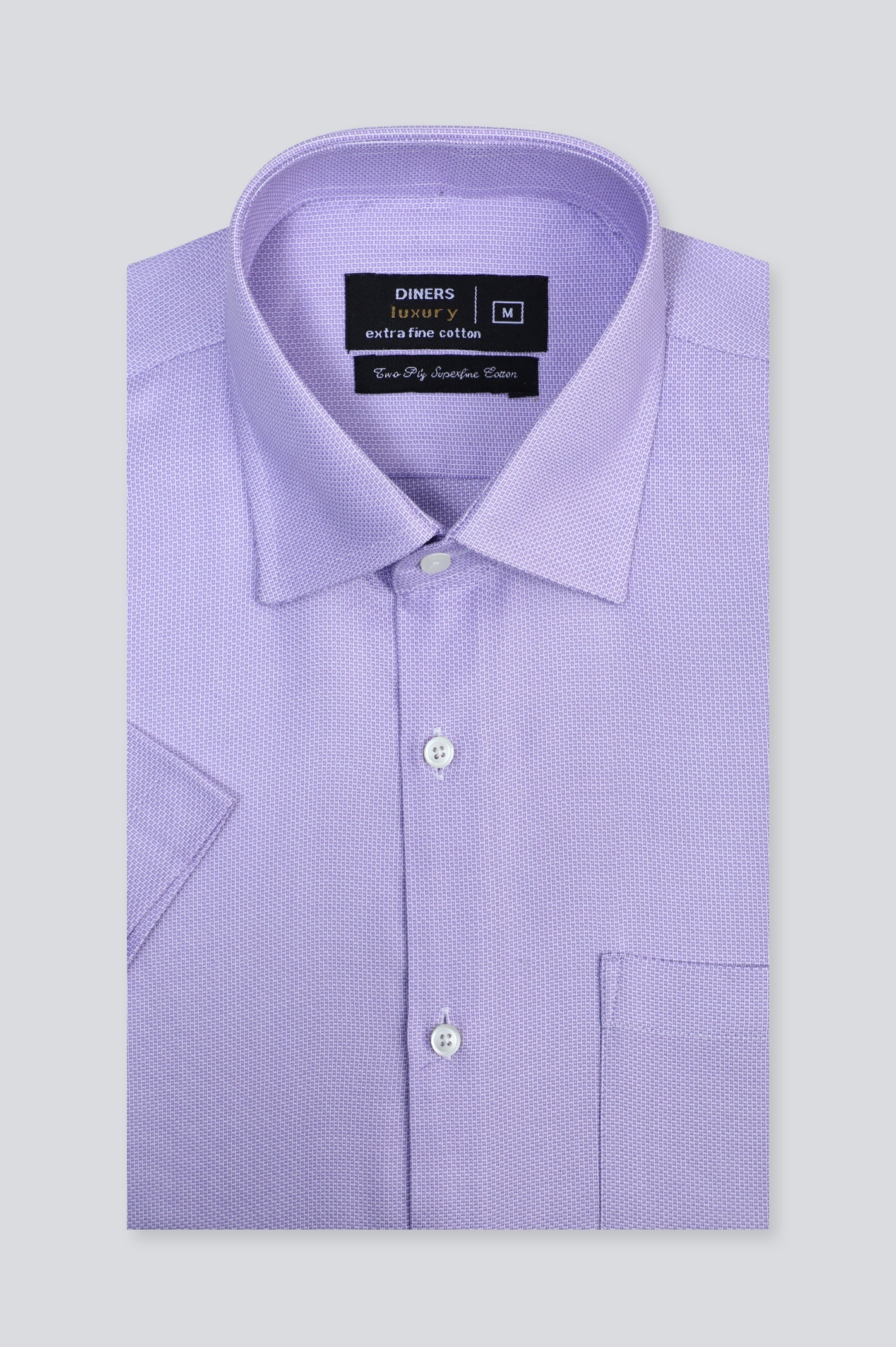 Pink Textured Formal Luxury Shirt (Half Sleeves) - Diners