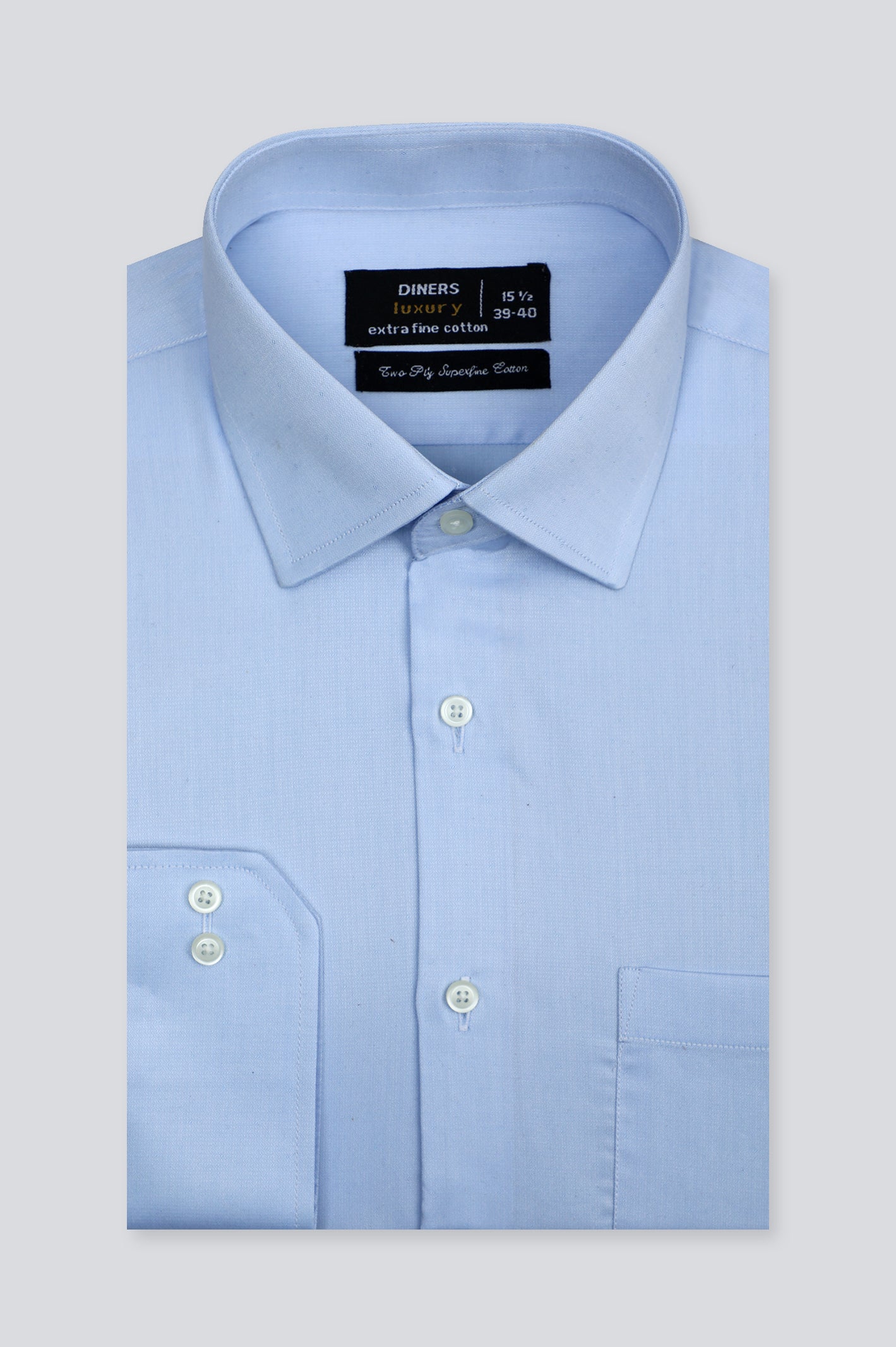 Light Blue Plain Formal Shirt - Diners