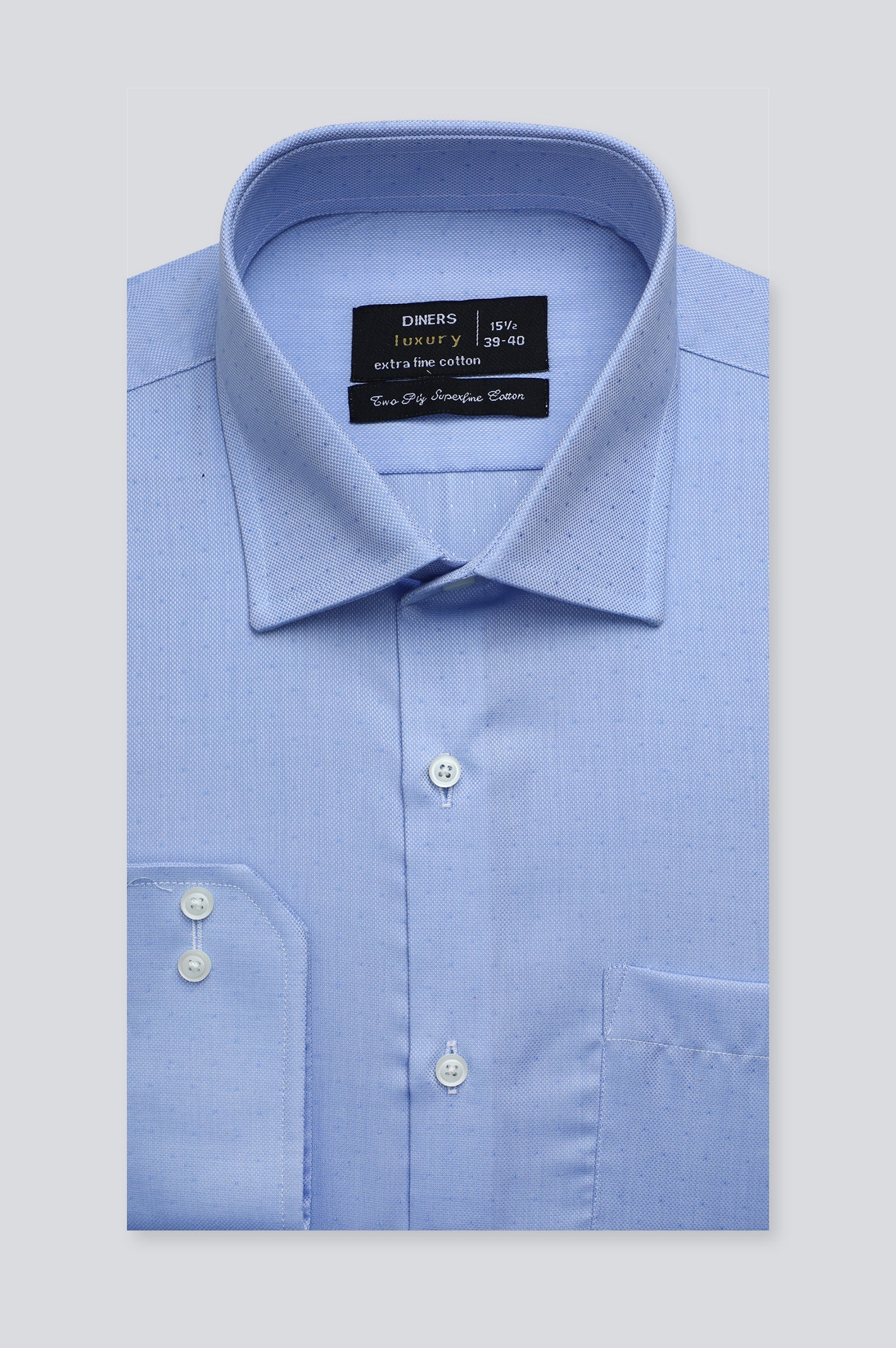 Blue Textured Formal Shirt - Diners