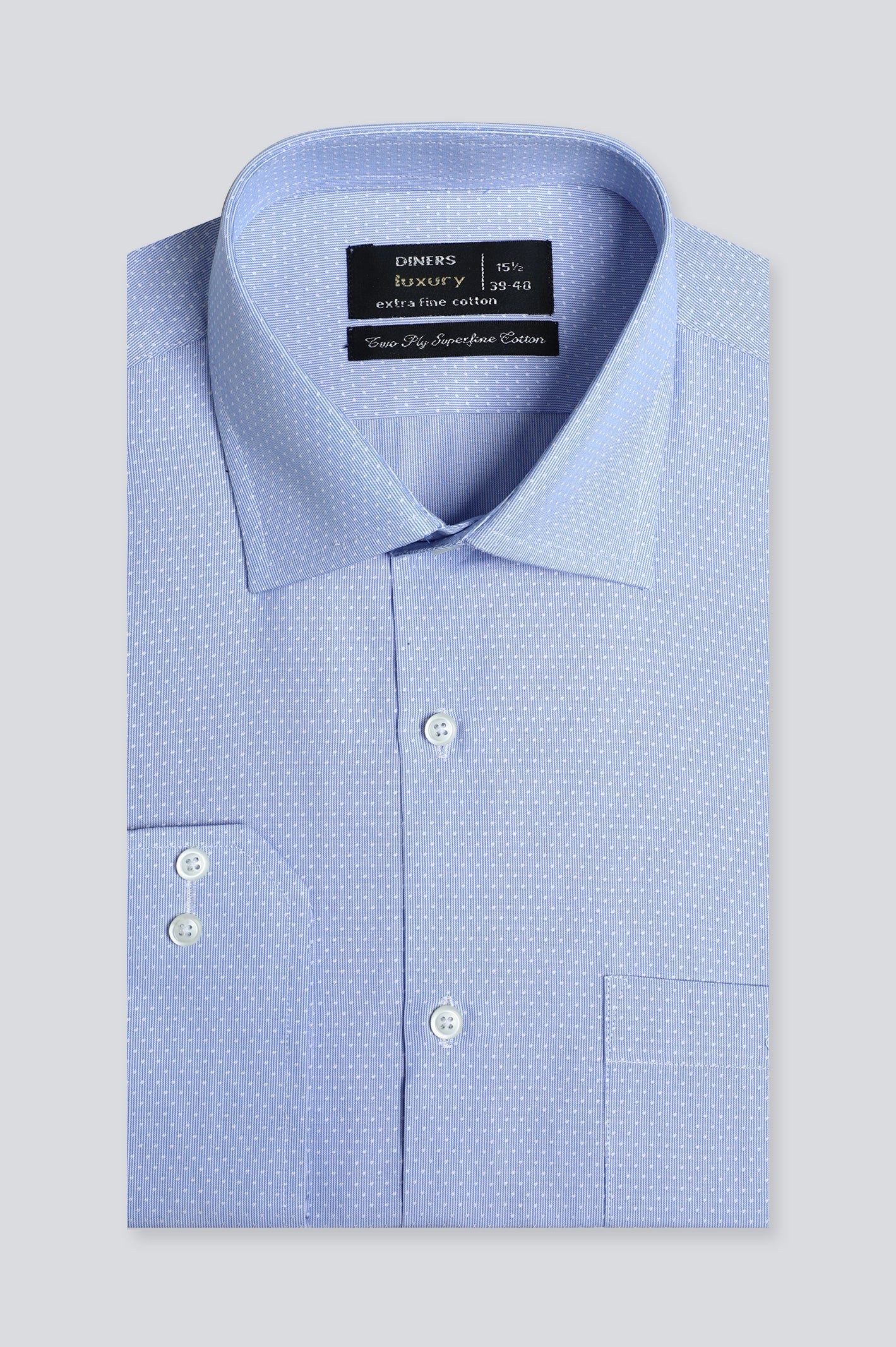 Light Blue Textured Formal Shirt - Diners