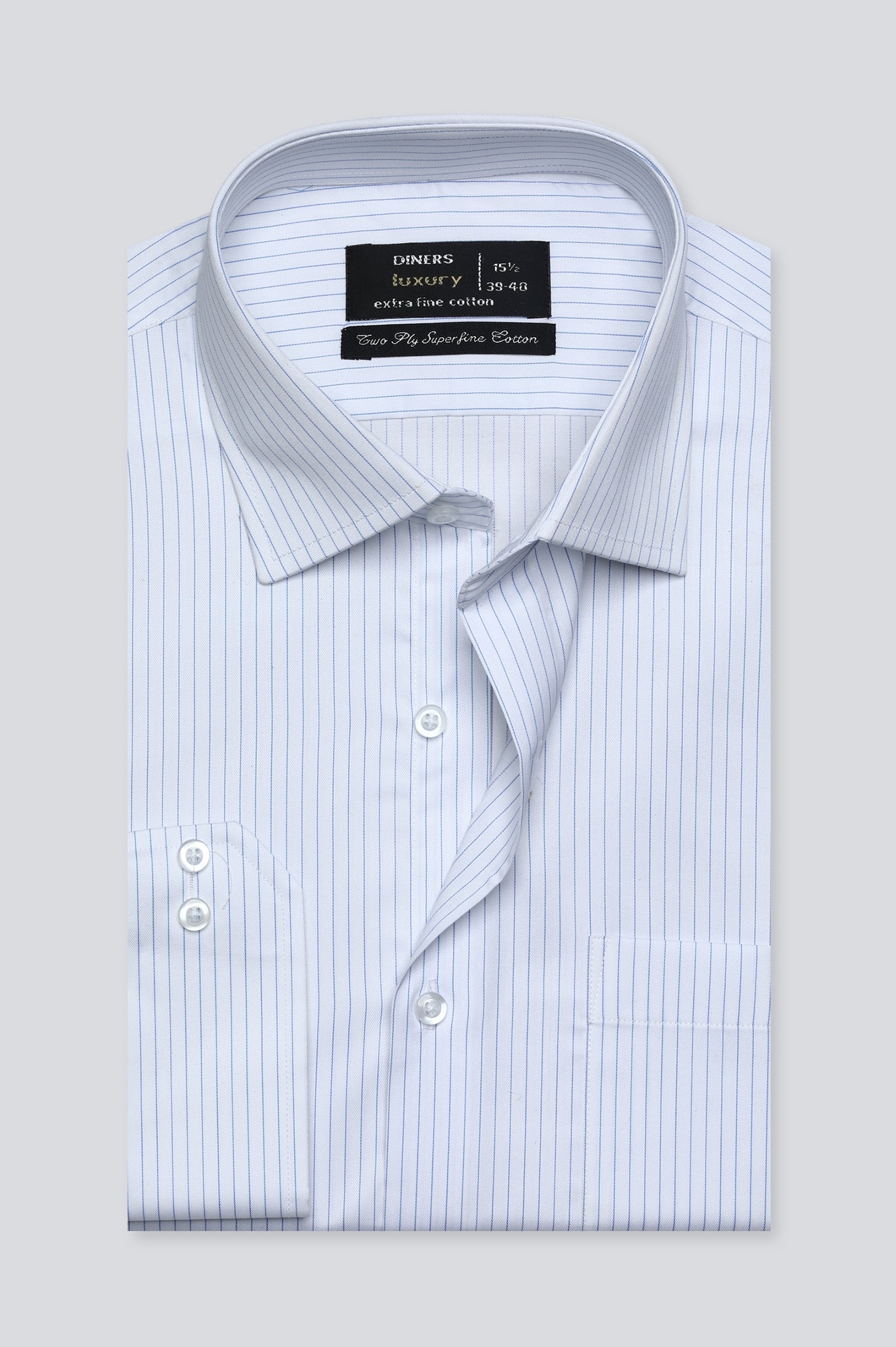 White Pinstripe Formal Shirt For Men - Diners