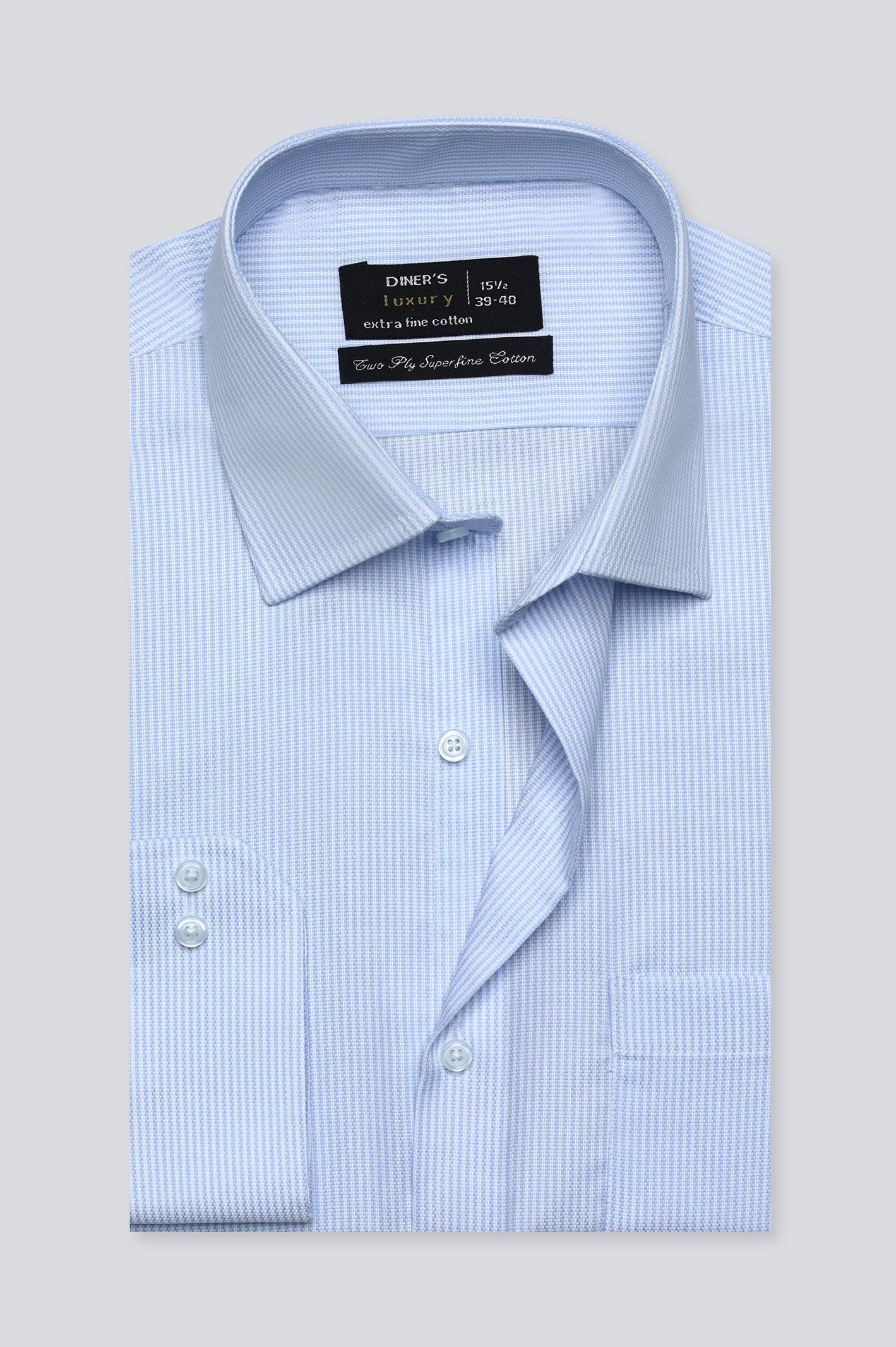 Light Blue Stripe Formal Shirt For Men - Diners