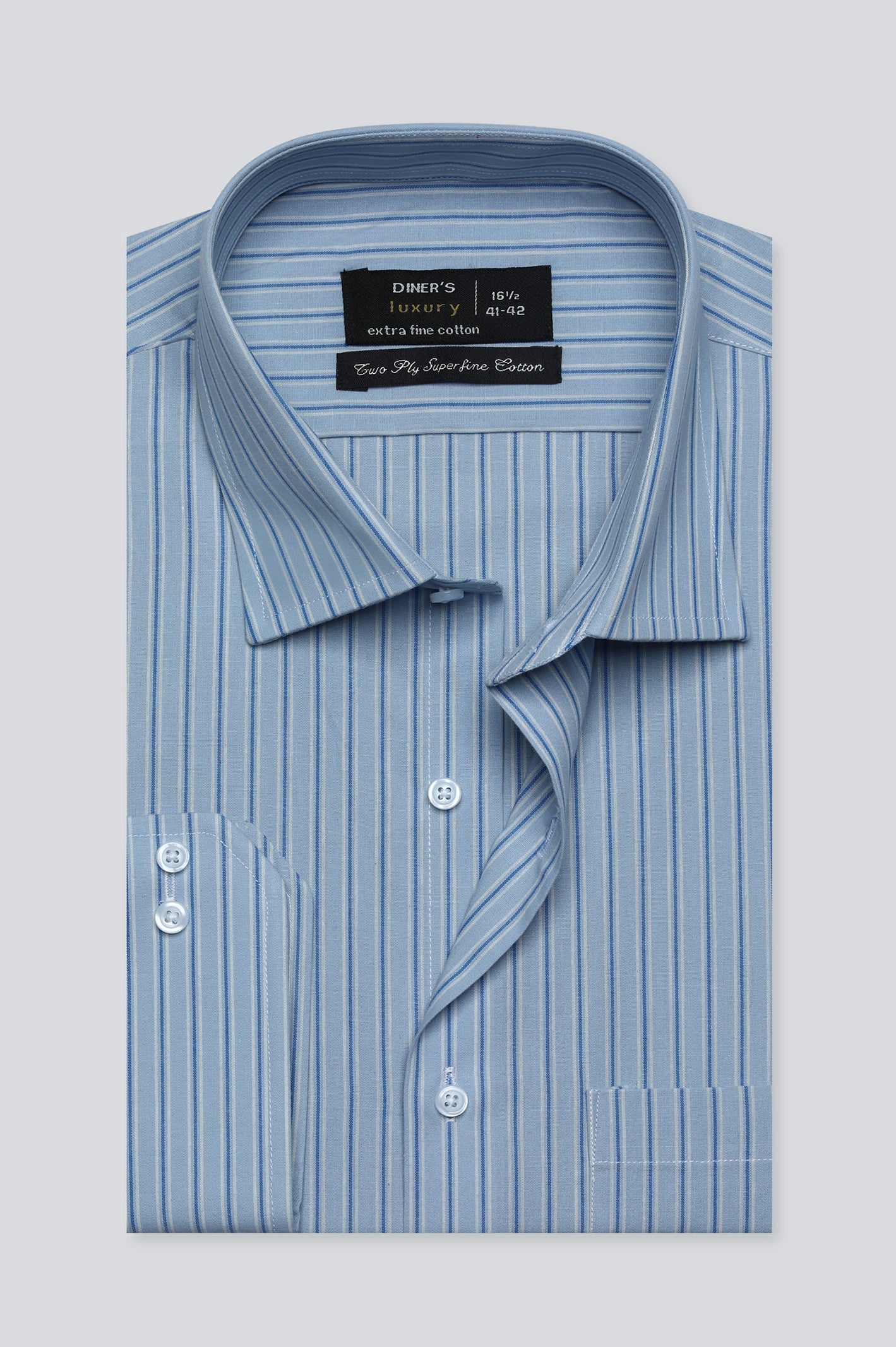 Blue Broad Stripe Formal Shirt For Men - Diners