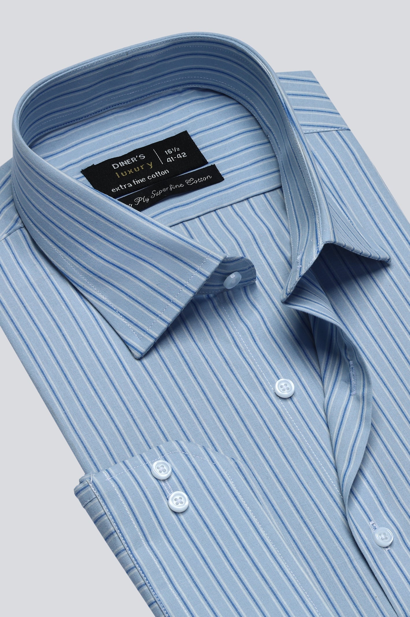Blue Broad Stripe Formal Shirt For Men - Diners