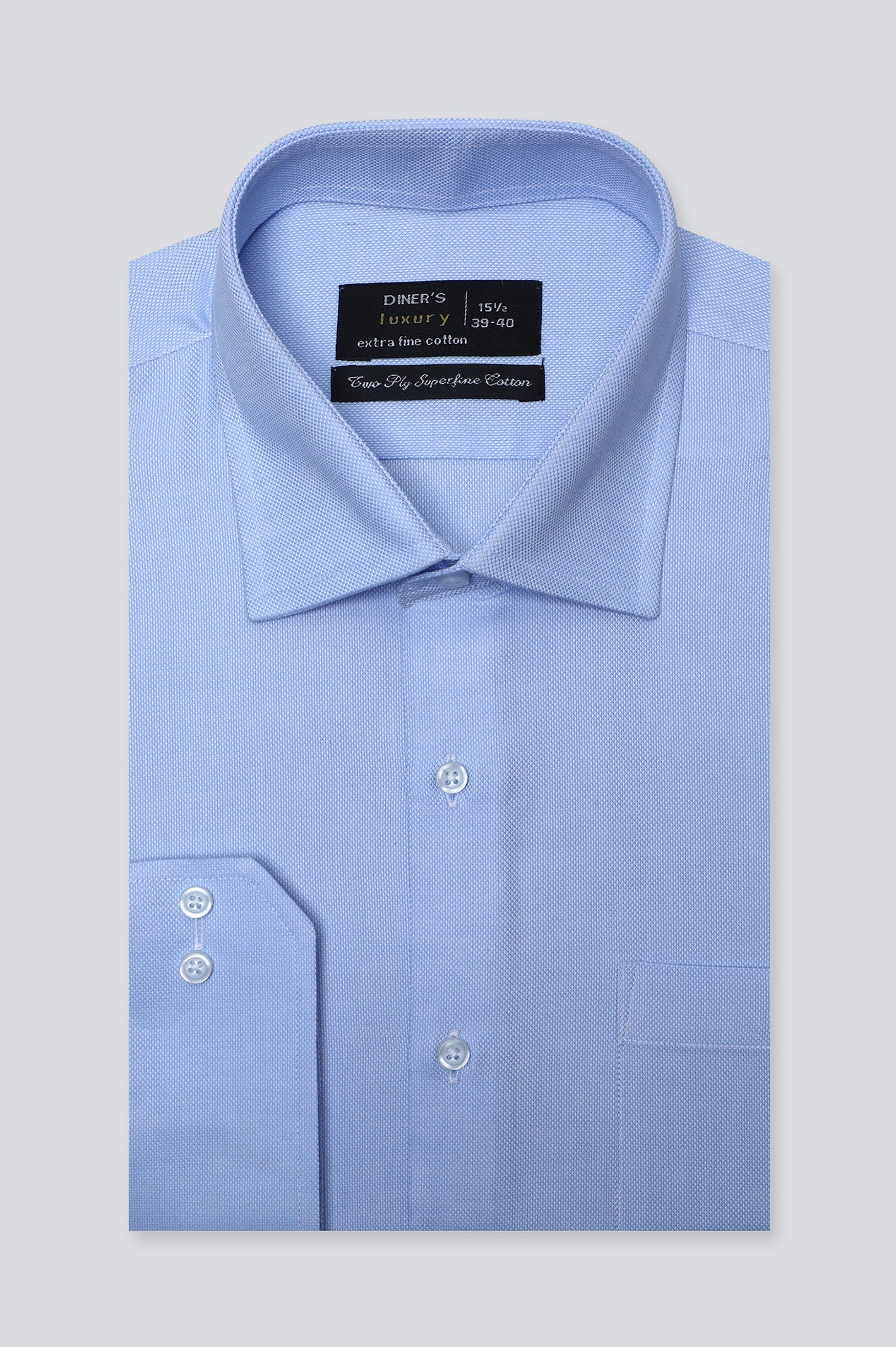 Light Blue Self Formal Shirt For Men - Diners