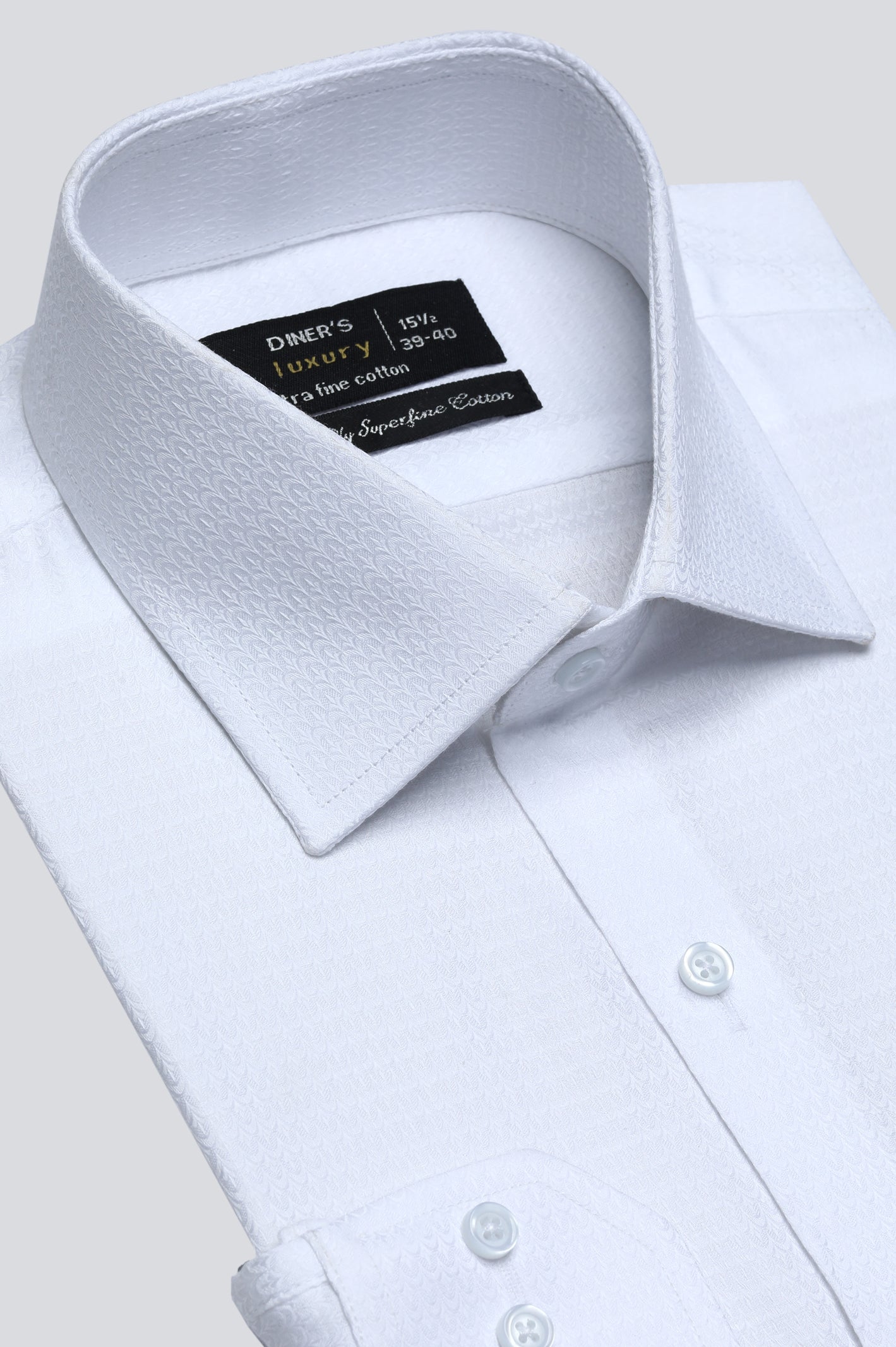 White Texture Formal Shirt For Men - Diners