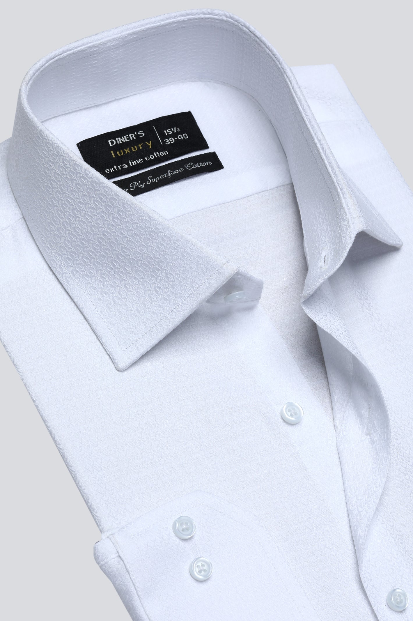 White Texture Formal Shirt For Men - Diners