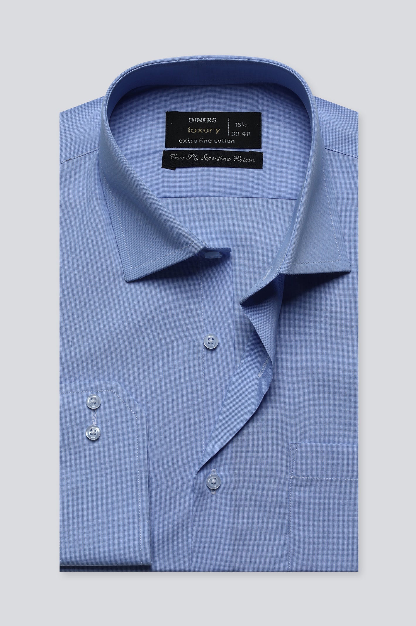 Sky Blue Oxford Self Formal Shirt For Men - Diners