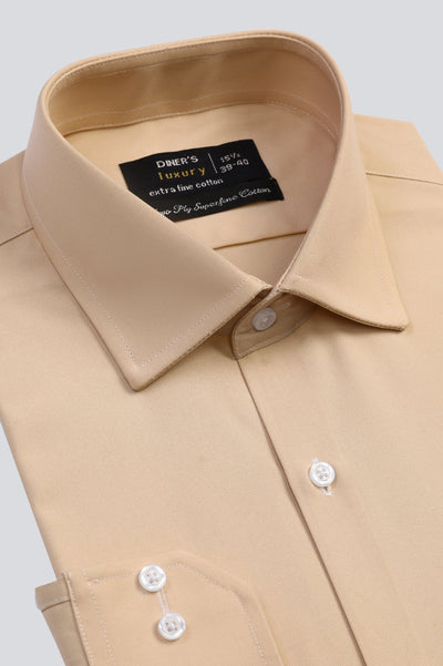 Beige Self Formal Shirt For Men - Diners
