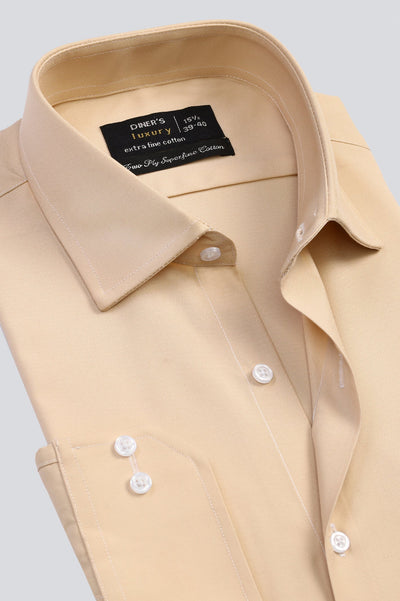 Beige Self Formal Shirt For Men - Diners