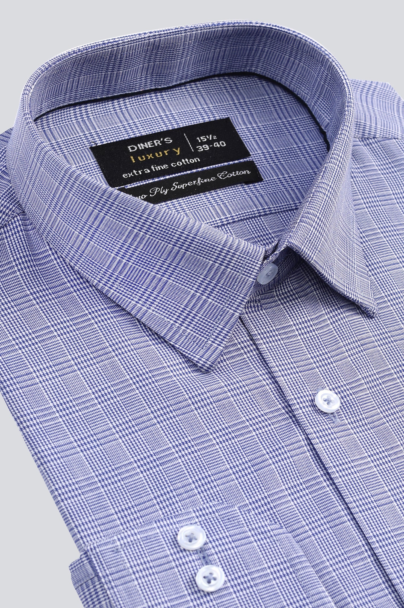 Blue Glen Plaid Check Formal Shirt For Men - Diners