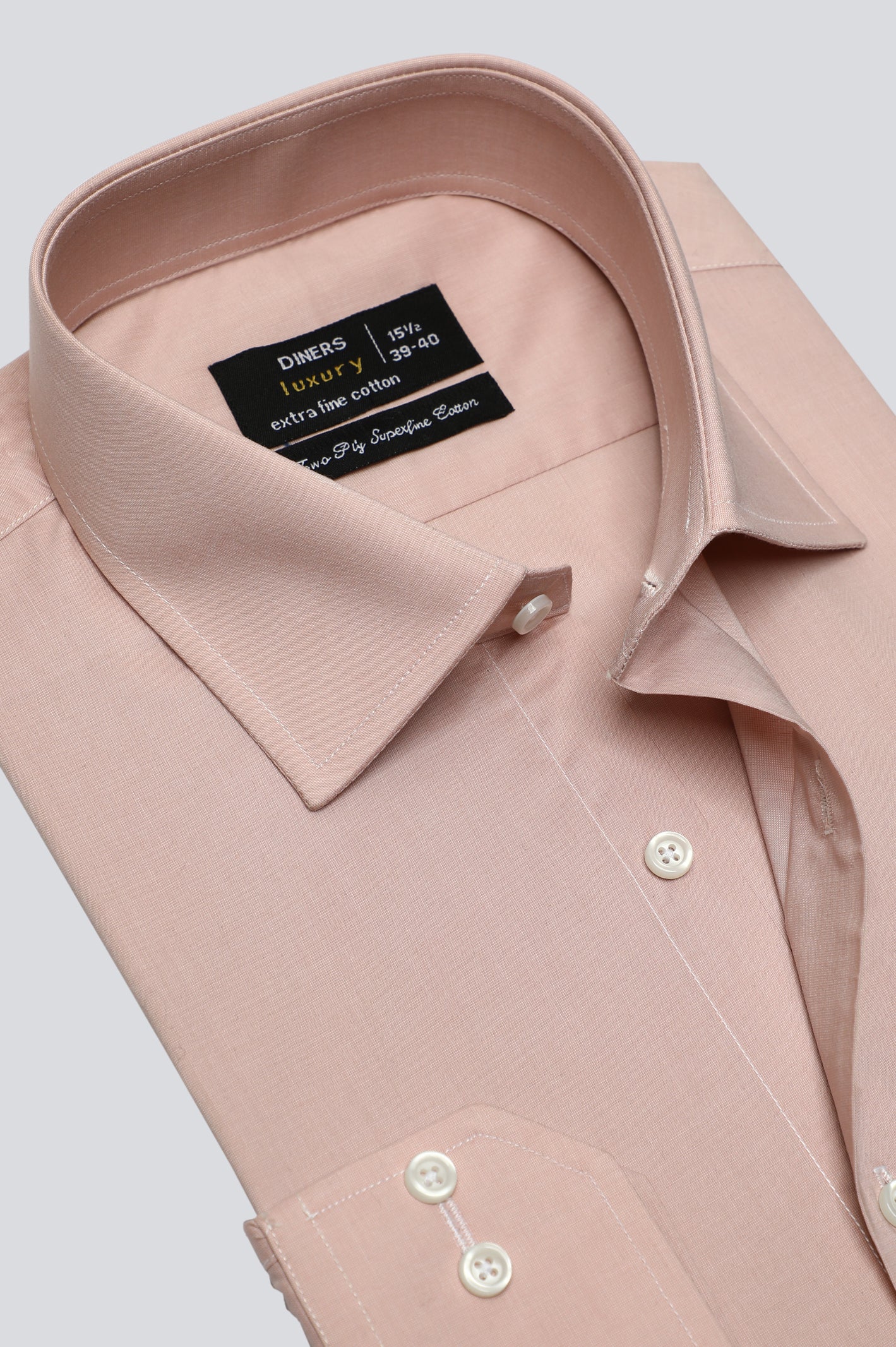 Peach Plain Formal Shirt For Men - Diners