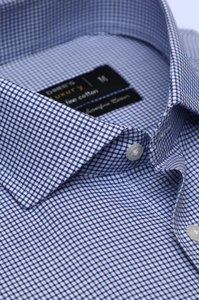 Formal Check Shirt (Half Sleeves) AD21158-Blue - Diners